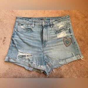 American Eagle Limited Edition Pride Stretch Mom Ripped Denim Short Size 10